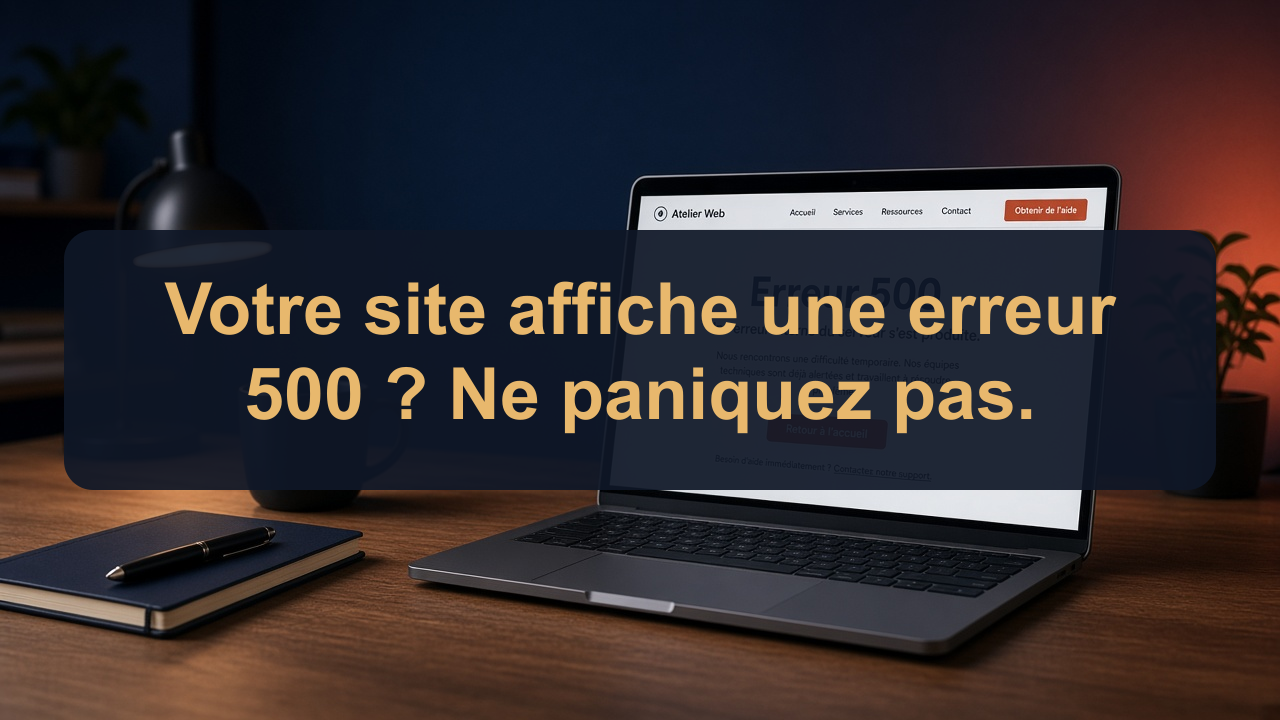 Message d’erreur serveur sur un écran d’ordinateur
